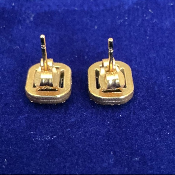 Elegant Gold and Silver Stud Earrings - Picture 2 of 4